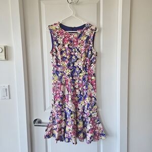 Betsey Johnson Vintage Y2K Fit and Flare Colourful Floral Dress Size 4